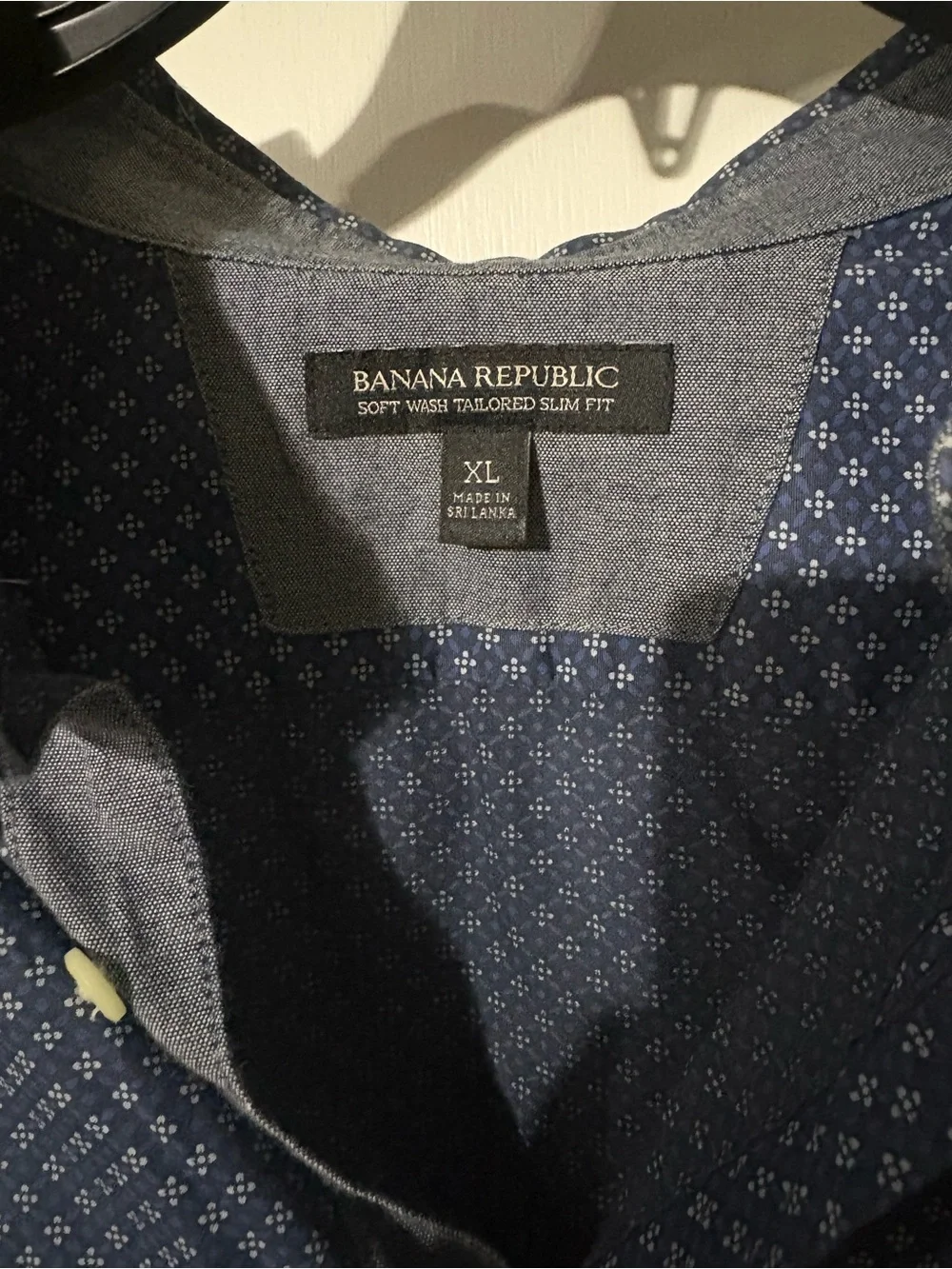 Banana Republic Navy Printed Soft Wash Tailored Slim Fit